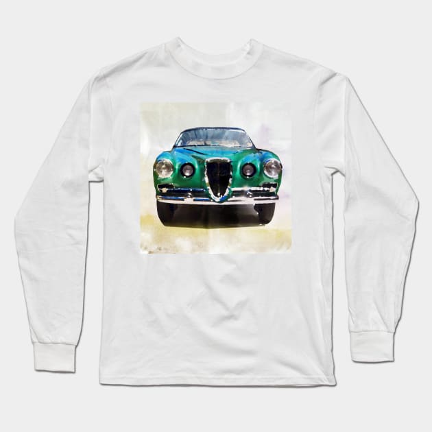 Vintage Alfa Romeo in watercolor Long Sleeve T-Shirt by thelazypigeon